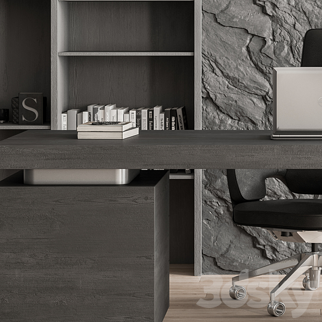 Boss Desk and Library Gray Set – Office Furniture 284 3DSMax File - thumbnail 5
