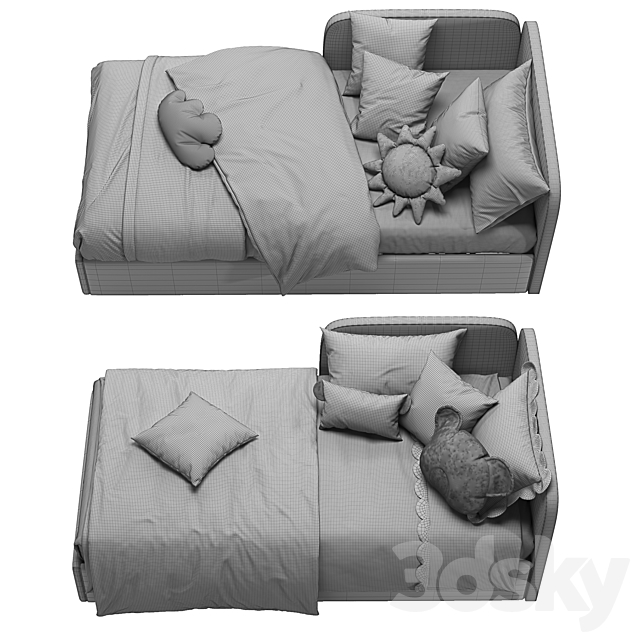 Corner Bed With Side Back 3DSMax File - thumbnail 6