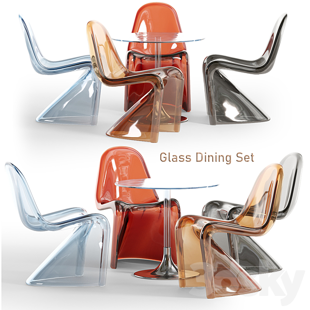glass dining set 3DSMax File - thumbnail 3
