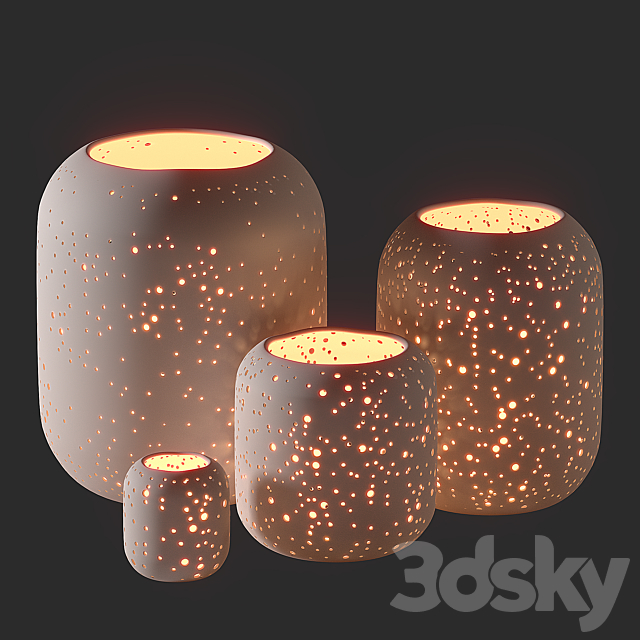 WestElm Pierced Constellation Ceramic Candleholders 3DSMax File - thumbnail 1