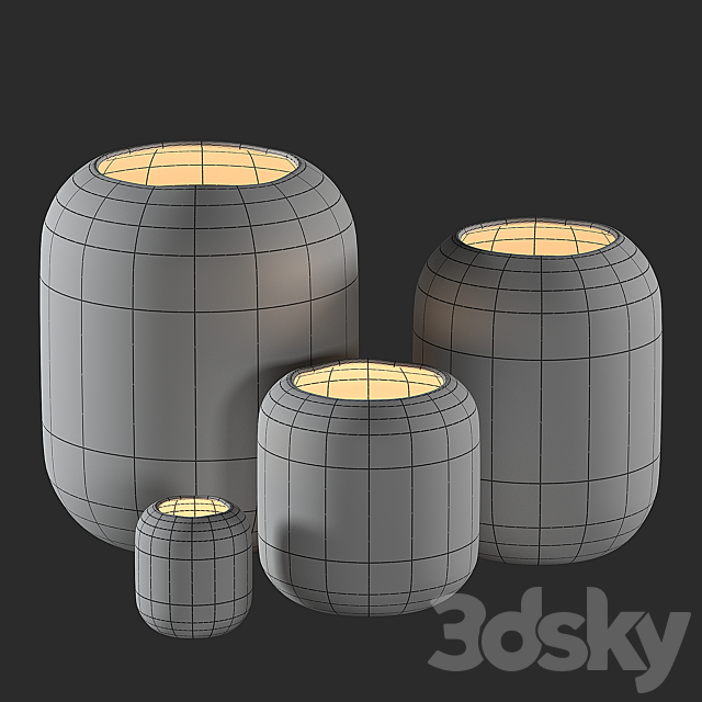 WestElm Pierced Constellation Ceramic Candleholders 3DSMax File - thumbnail 2