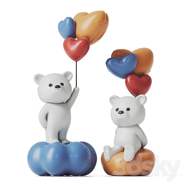 Teddy Bear and Balloons 3DSMax File - thumbnail 1