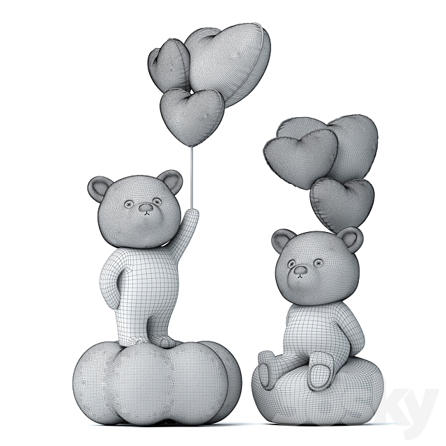Teddy Bear and Balloons 3DSMax File - thumbnail 2