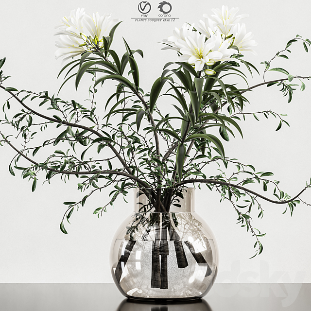 plants bouquet vase 12 3DSMax File - thumbnail 3