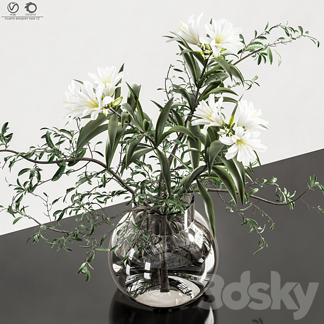 plants bouquet vase 12 3DSMax File - thumbnail 6