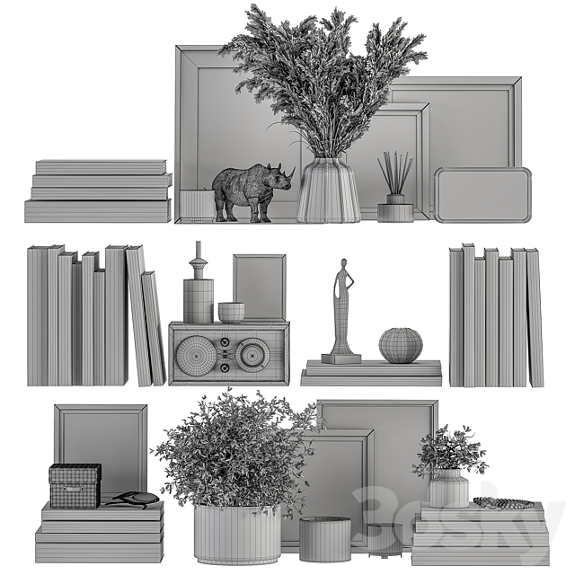 Decorative Set on Shelves and Decor objects – Set 12 3DSMax File - thumbnail 5