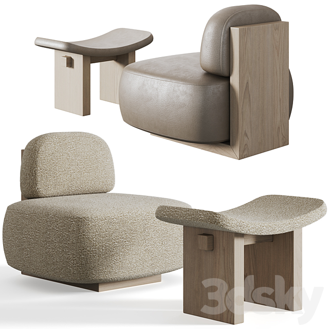 Yoshida Chair + Nara Stool by Secolo 3DSMax File - thumbnail 2