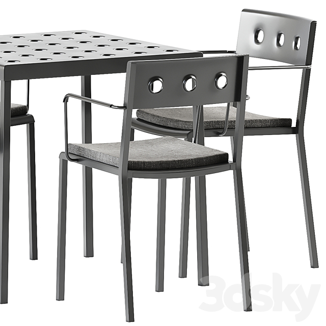 Balcony Unpolished Dining Armchair and Table by Hay 3DSMax File - thumbnail 4