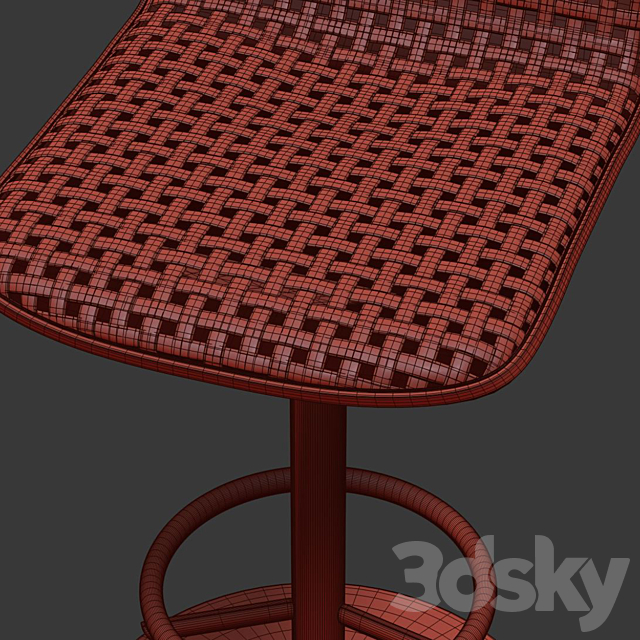 Scarlett wooden rattan bar stool SR22 _ Rattan bar stool 3DSMax File - thumbnail 3