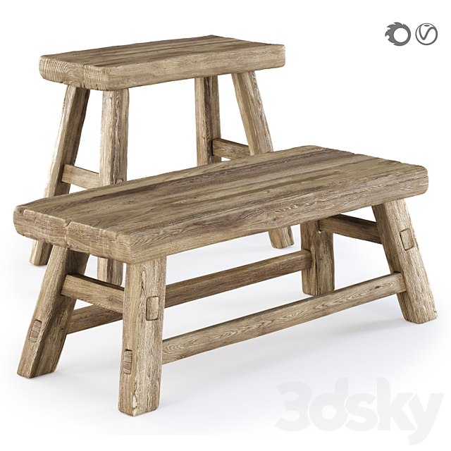 Ebbi wooden benches 3DSMax File - thumbnail 1