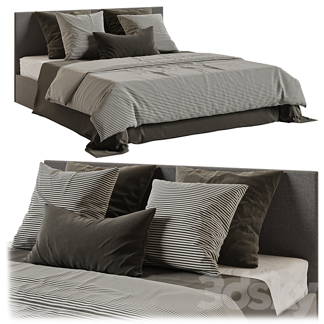 Bed Askona Evita with bedding 3DSMax File - thumbnail 1