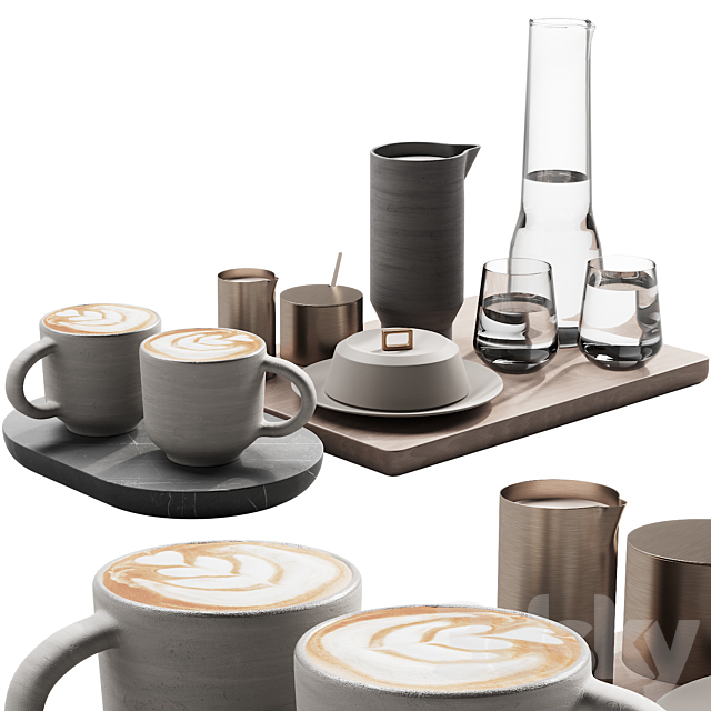 129 eat and drinks decor set 03 coffee and water kit 03 3d
