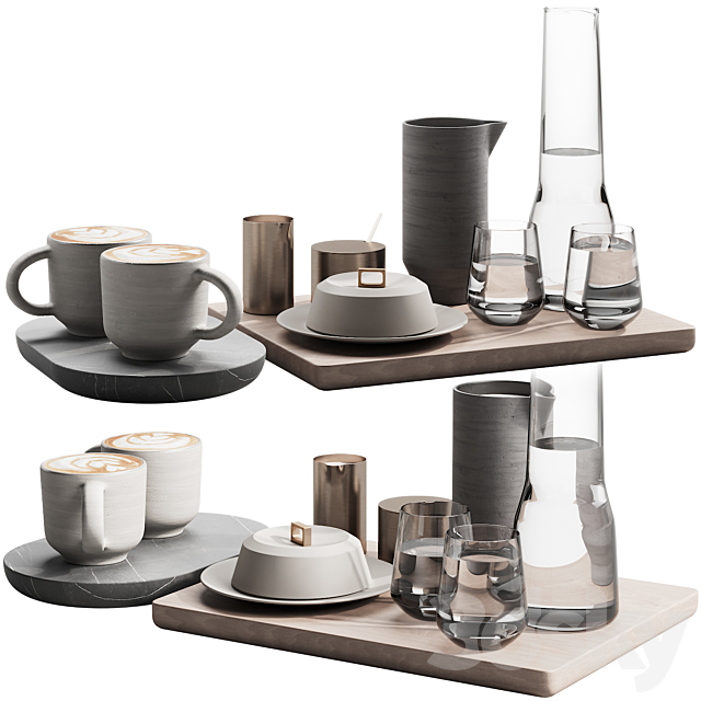 129 eat and drinks decor set 03 coffee and water kit 03 3DSMax File - thumbnail 3