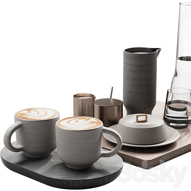 129 eat and drinks decor set 03 coffee and water kit 03 3dsky