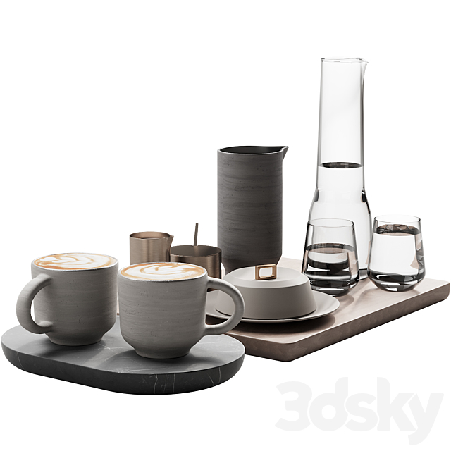 129 eat and drinks decor set 03 coffee and water kit 03 3dskyfree