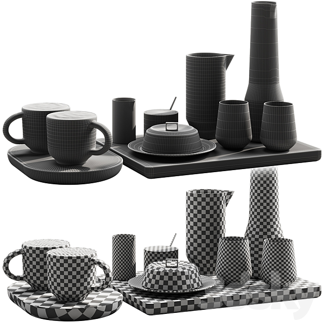 129 eat and drinks decor set 03 coffee and water kit 03 3d Download