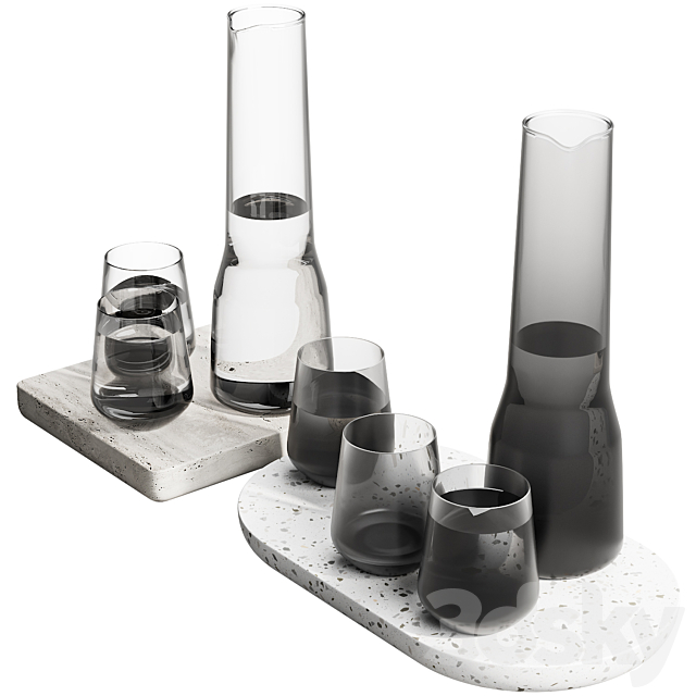132 dishes decor set 07 iittala essence clear and smoked 3dmodel