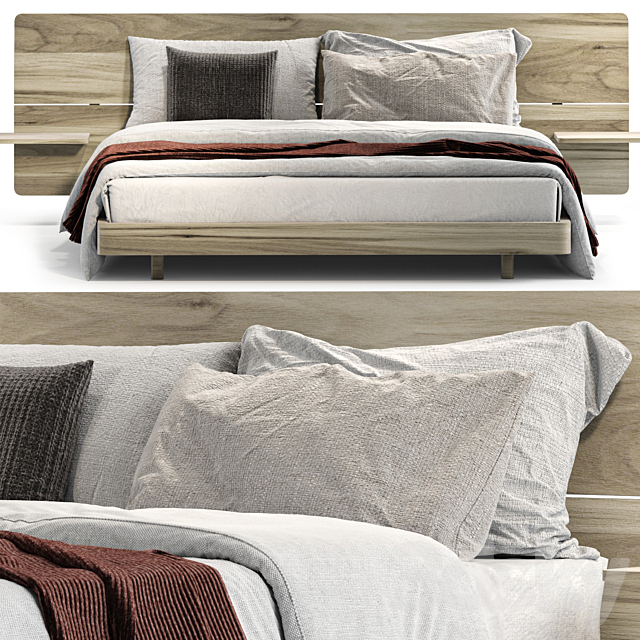 ALMA Bed with integrated nightstands By Huppe 3DSMax File - thumbnail 3