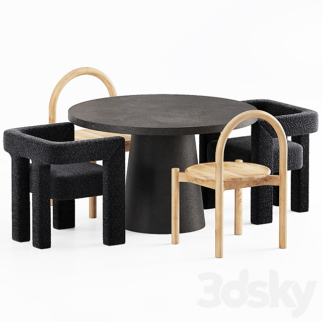 Crate and Barrel Dining set 3dskyfree