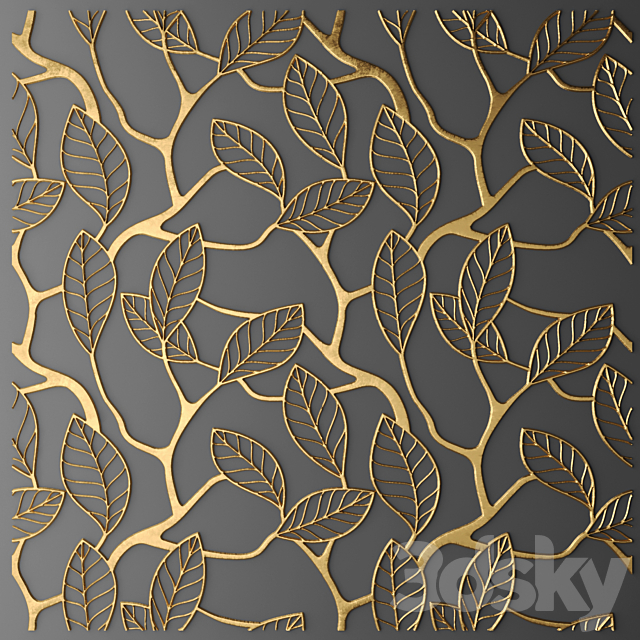 Panel. Lattice. panel. pattern. art. abstraction. decorative. interior. wall decor. gold. luxury. leaf 3DSMax File - thumbnail 1