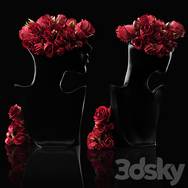 Mannequin Head Bust with a bouquet 3dsky