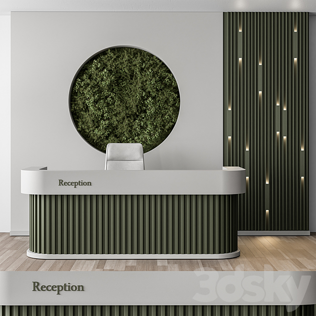 Reception Desk and Wall Decor with vertical Garden – Office Set 312 3DSMax File - thumbnail 1