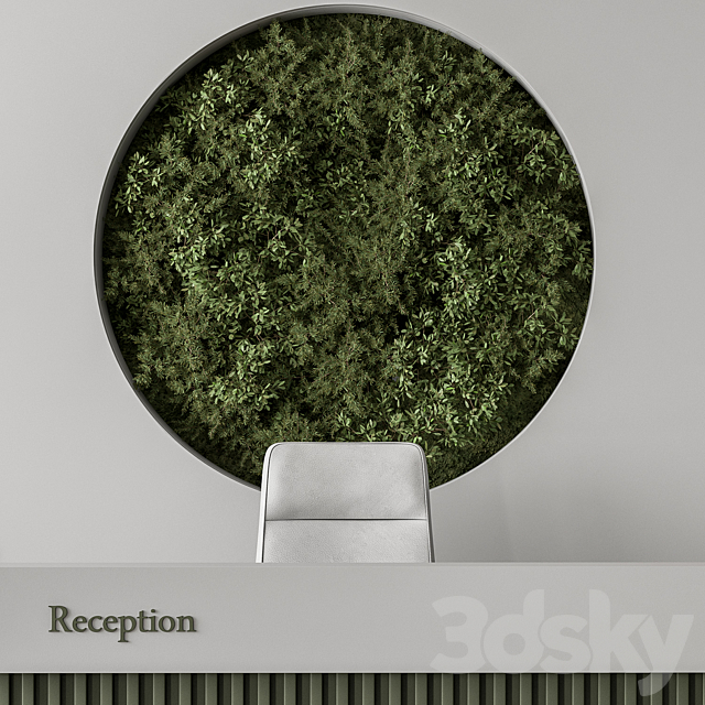Reception Desk and Wall Decor with vertical Garden – Office Set 312 3DSMax File - thumbnail 2