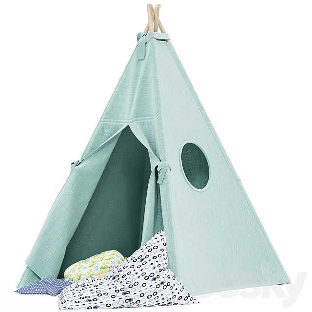 Kids Teepee Tent Set Mint 3d