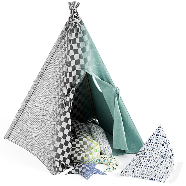 Kids Teepee Tent Set Mint 3dsky
