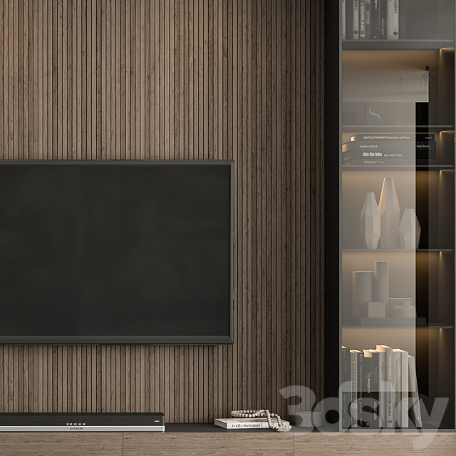 TV Wall Marble Wall and Wood – Set 41 3DSMax File - thumbnail 2