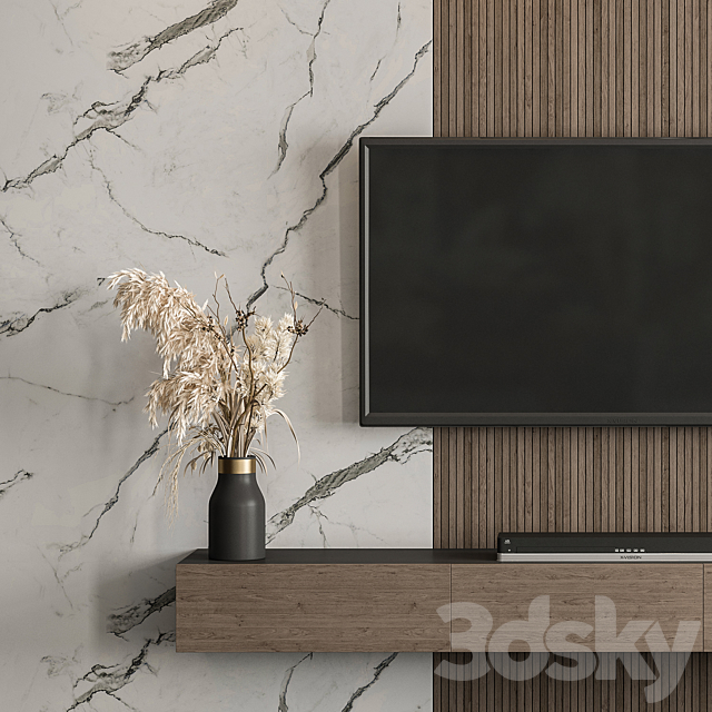 TV Wall Marble Wall and Wood – Set 41 3DSMax File - thumbnail 3