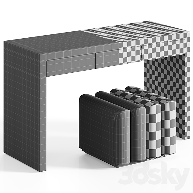 Black&white Indian Bone Inlay table by Loft concept 3DSMax File - thumbnail 5