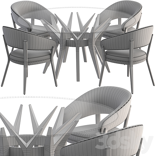 Table Aster and chair Ray set 3dskyfree