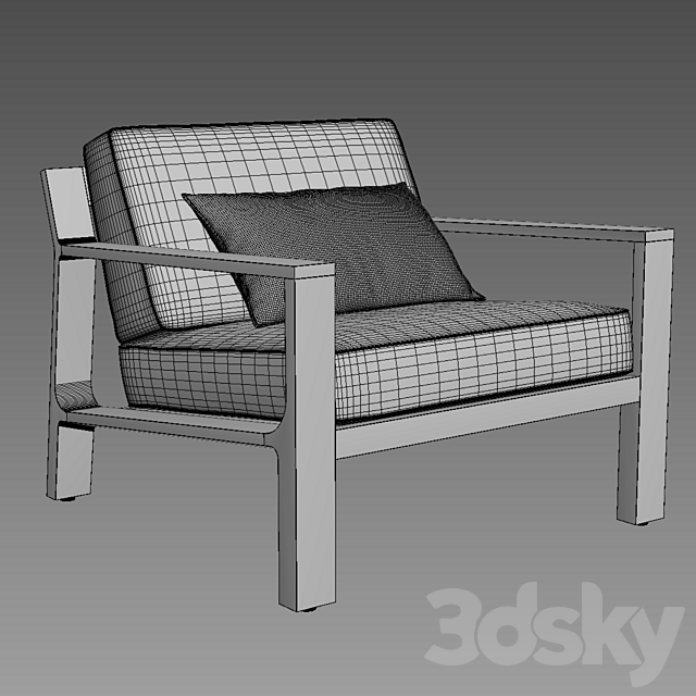 Rhodes Teak Lounge Chair 3DS Max Model - thumbnail 6