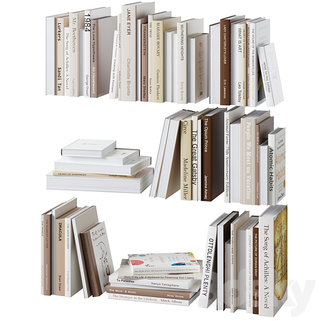 Set of books in beige colors 3DSMax File - thumbnail 1
