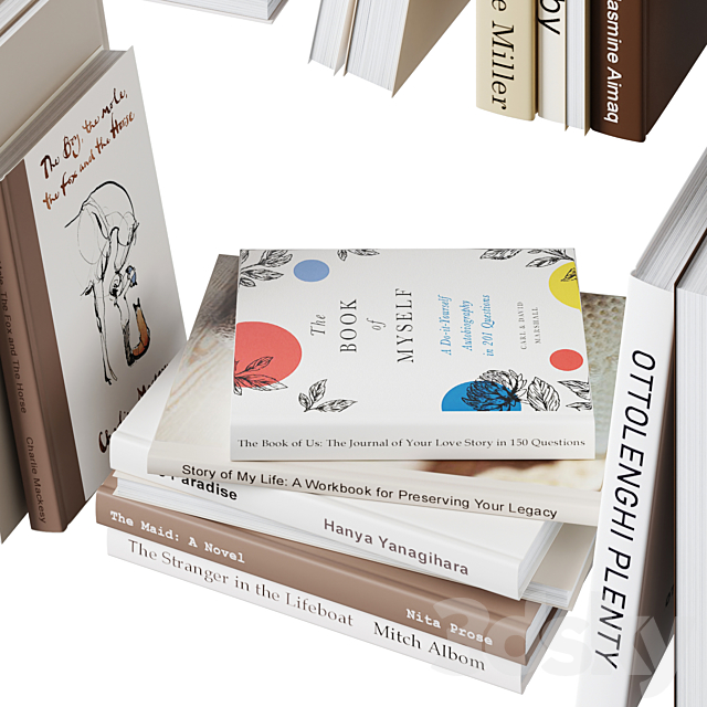 Set of books in beige colors 3DSMax File - thumbnail 2