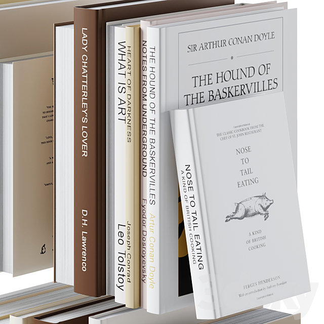 Set of books in beige colors 3DSMax File - thumbnail 3