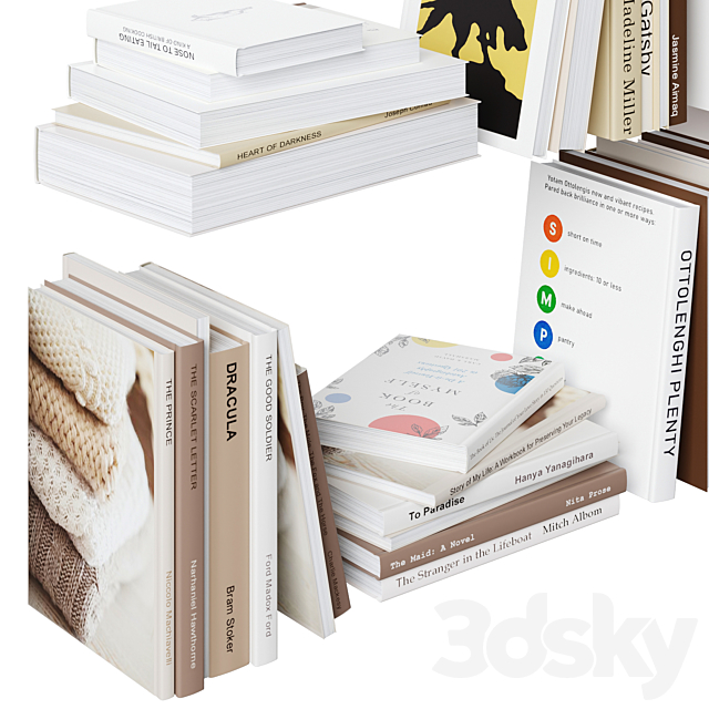 Set of books in beige colors 3DSMax File - thumbnail 4