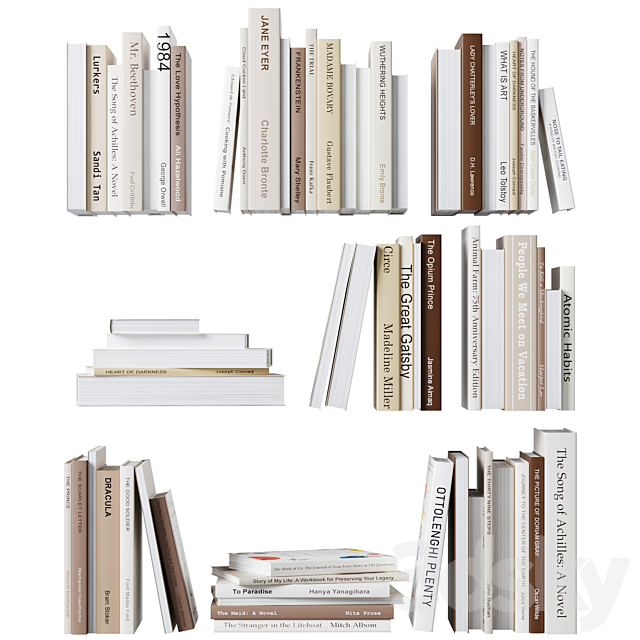 Set of books in beige colors 3DSMax File - thumbnail 5