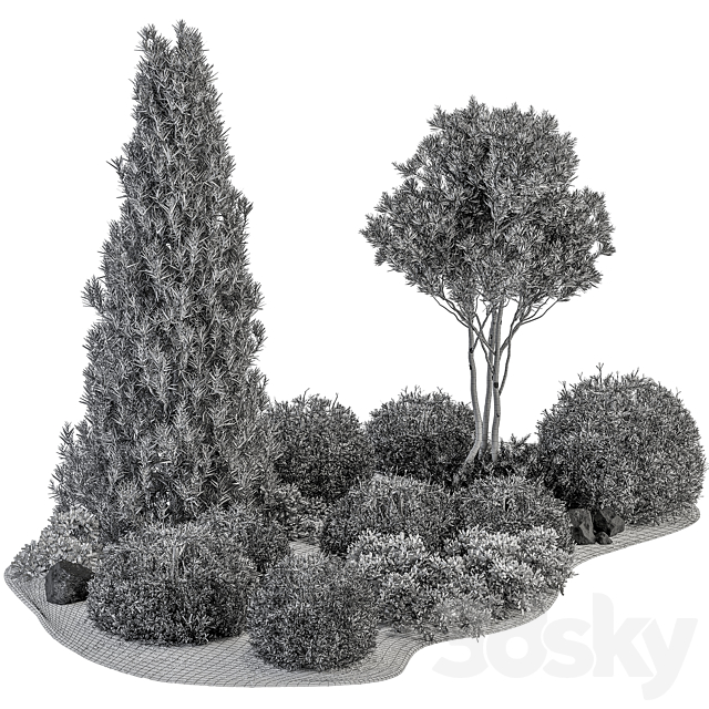 Garden Set Topiary and pine Plants – Outdoor Plants Set 410 3DSMax File - thumbnail 5