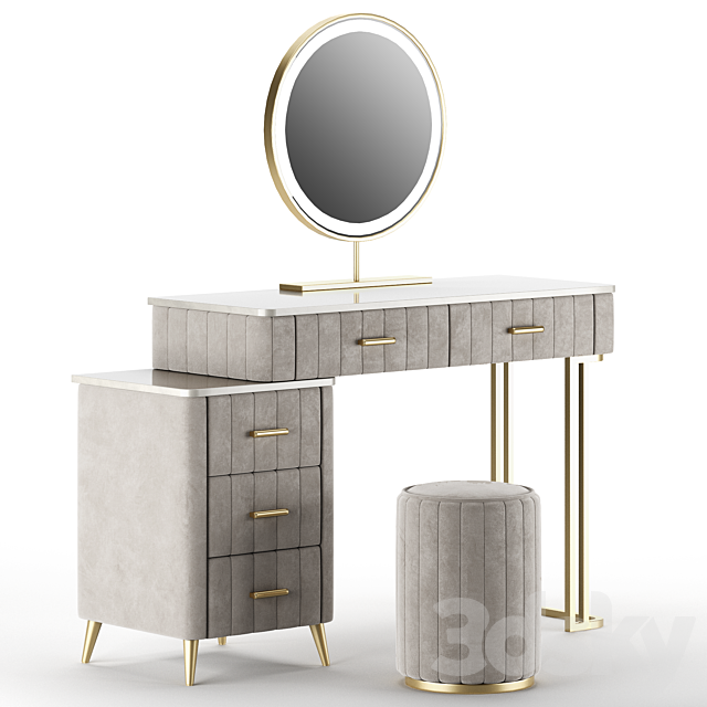 Homary Makeup Vanity Table 3DS Max Model - thumbnail 2