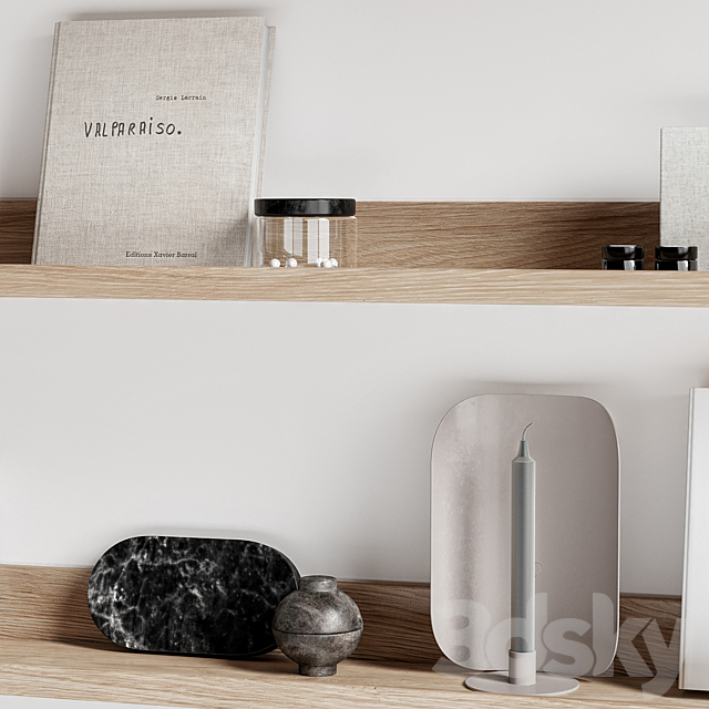 Decorative set 042 bookshelf 3d