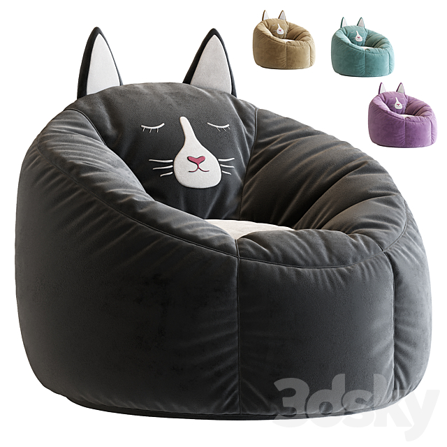 Character Bean Bag Chair Black Cat 3DSMax File - thumbnail 1