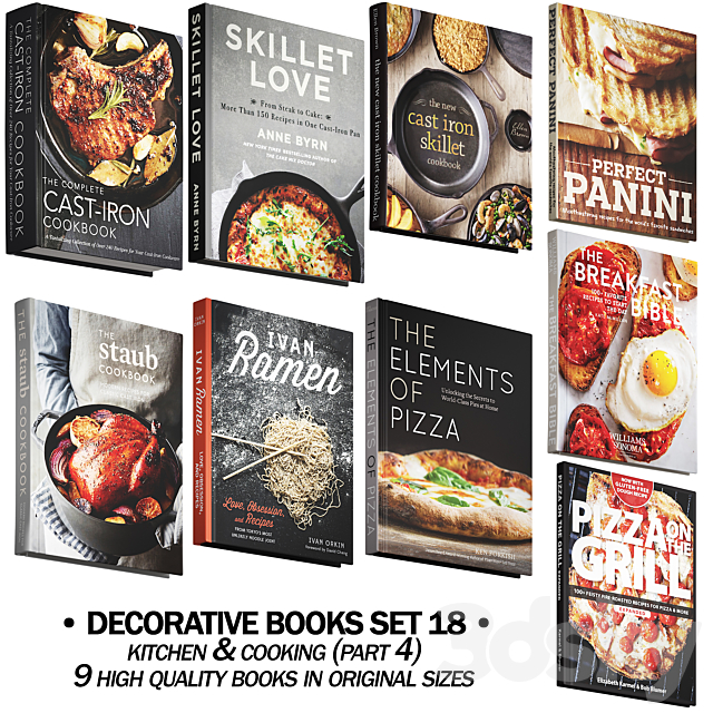 147 decorative books set 18 kitchen and cooking P04 3d
