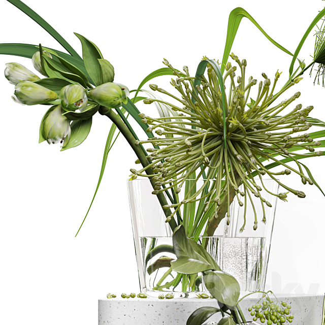 Decor set 047 with green plants AALTO VASE 3d