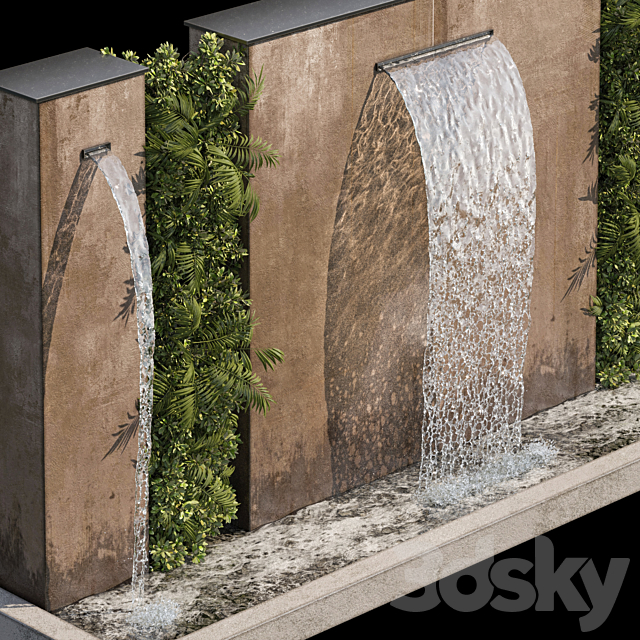 Waterfall fountains cascade 05 3d