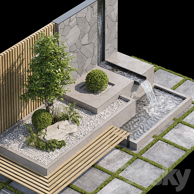 Landscape Furniture with Fountain – Architect Element 07 3DSMax File - thumbnail 2