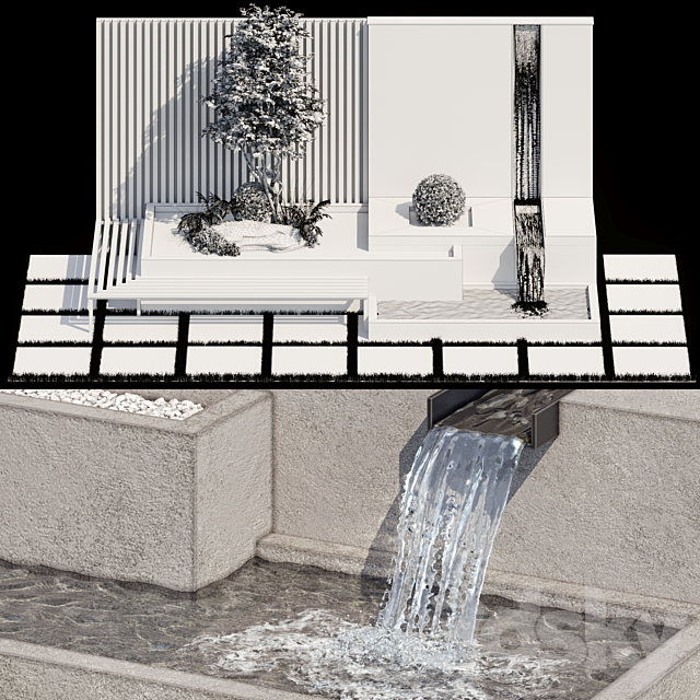 Landscape Furniture with Fountain – Architect Element 07 3DSMax File - thumbnail 6