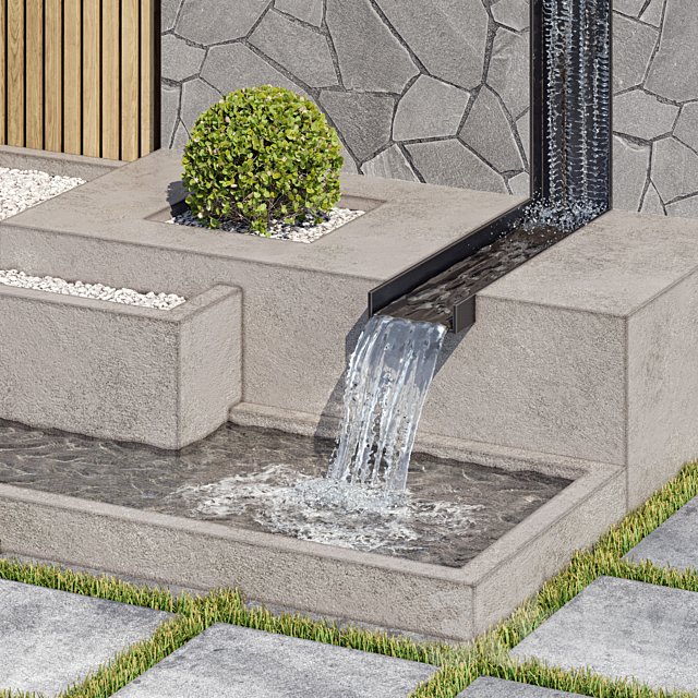 Landscape Furniture with Fountain - Architect Element 07 3dskyfree
