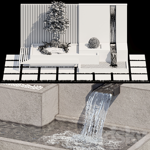 Landscape Furniture with Fountain - Architect Element 07 3dmodel